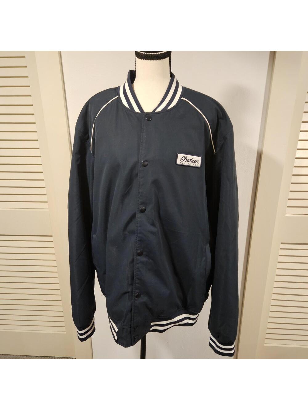 Indian Motorcycle Retro  Men's 2XLBomber Style Quilt Lined Jacket Navy Blue NWOT